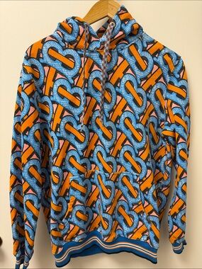 Burberry Blue & Orange Graphic Logo-Print Kids Hoodie